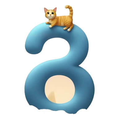 cat climbing on top of a giant number 7 sticker