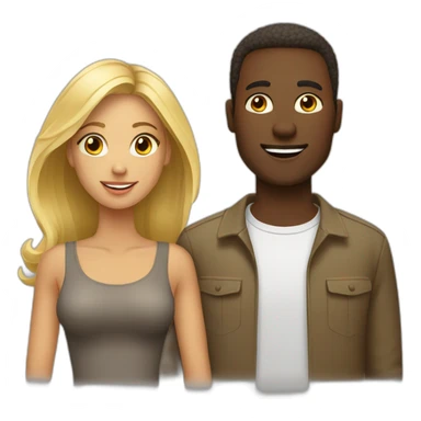 Homme africain brun avec femme blonde sticker