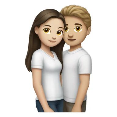 White brunette girl with white brunette boy sticker