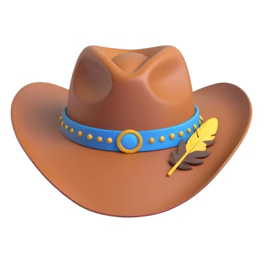 Add a single feather tucked into the leather band of the Billy Jack hat, keep the 3D emoji style. sticker