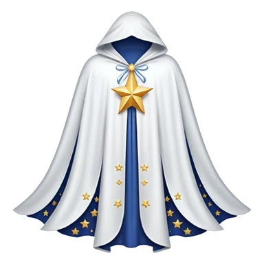 a fantasy  magic, white color with star pattern cloak sticker