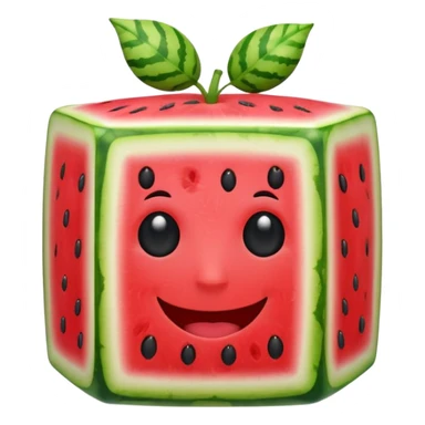 A cube water melon  with  face sticker