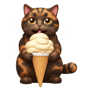 Fat Tortishell cat eating ice cream sticker