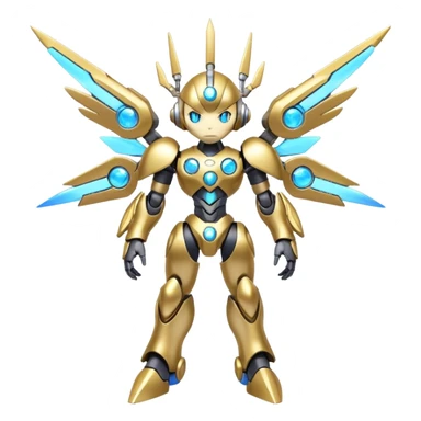 Shiny Cute Futuristic Mechanical Glossy Celestial Godly Divine Metal-Cyborg-Fakemon-Pokemon-Digimon-Spectrobes-fusion, full body sticker