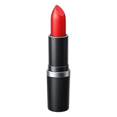 A sleek matte-red lipstick in a black metal tube. sticker