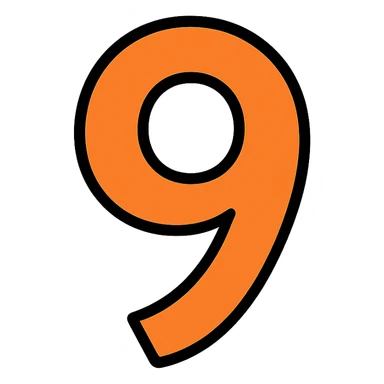 the number 9 in a modern icon style, simple and bold sticker