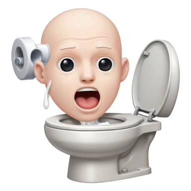 Mans head coming out of a toilet while singing sticker