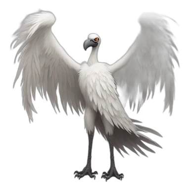 Tall slender snow tall monster with vulture face in long white feathers sticker