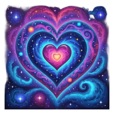 heart with a cosmic nebula pattern sticker