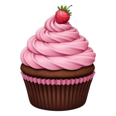 Chocolate cupcake with pink strawberry frosting sticker