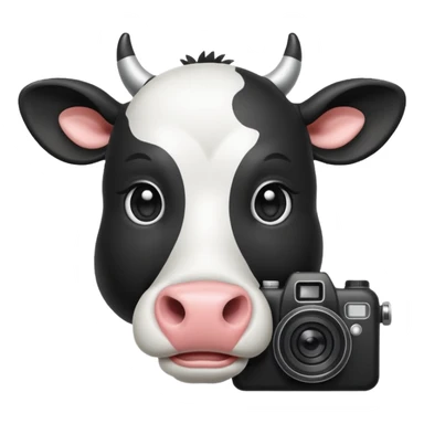 cartoon cow's head with camera sticker
