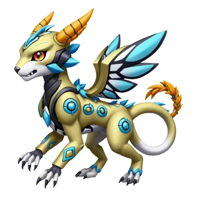 Meloetta-WereGarurumon-Wargreymon-Protogen-Pokémon-Digimon-Fakémon-fusion-hybrid-creature sticker