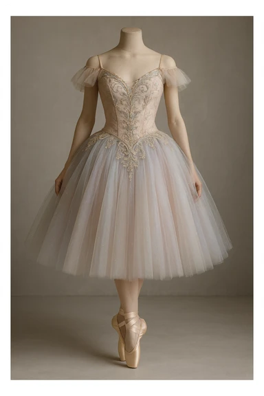 realistic ballerina costume with detailed tulle and ballet slippers sticker