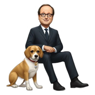 François Hollande avec une tëte de chien sticker