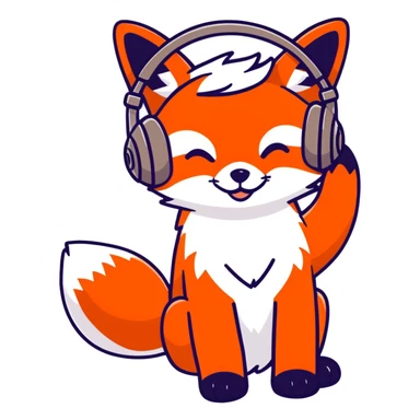 Red fox with headphones sticker