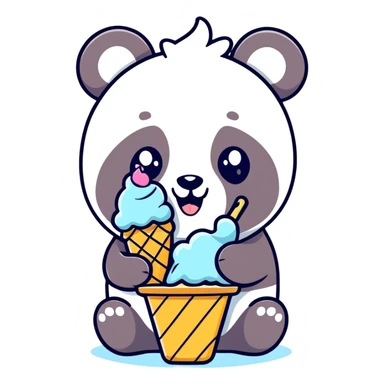 Panda eating ice cream sticker
