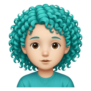 curly turqoise haired kid sticker