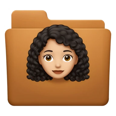 A **simple emoji-style icon** of a **black transparent plastic folder**, sleek and minimal, with **rounded corners**, subtle translucency, soft shading, and a **small logo of a dark canela-skinned latina with curly black hair** on the front.
 sticker
