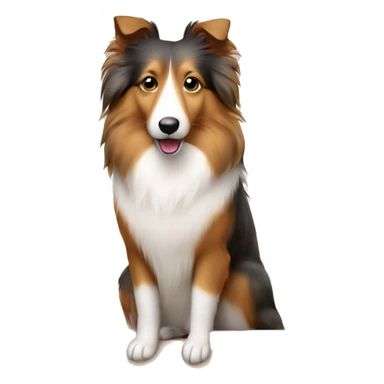 Shetland sheepdog sitting in cardboard sticker