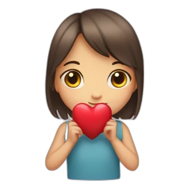Shy girl with heart sticker