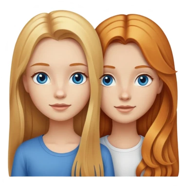 Best friends blonde girl long straight hair with hazel eyes and girl with long wavy ginger with blue eyes sticker