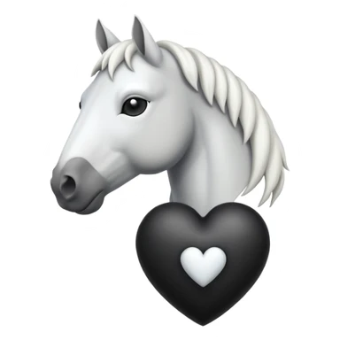 White Horse centered within a black heart emoji sticker