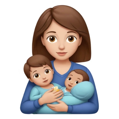 Mother holding 1 infant brown hair fair skin sticker