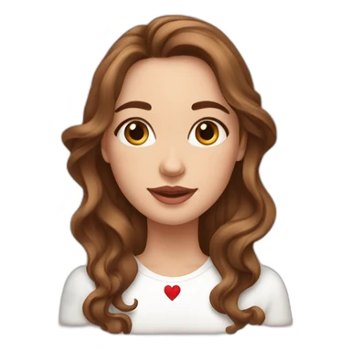 white beautiful woman, brown wavy hair, showing heart by two hands, long earrings sticker