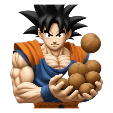 goku holding nuts sticker