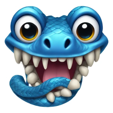 Blue snake with fangs and big eyes sticker