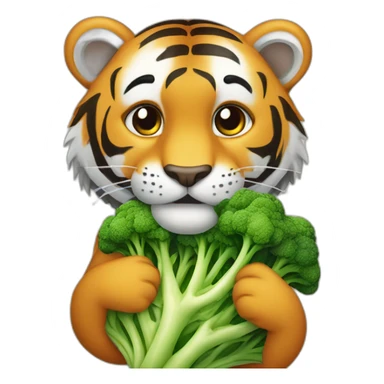 fruitimals tiger holding broccolli sticker