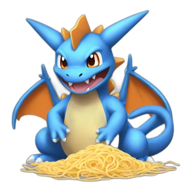 mega charizard x eating noodles sticker