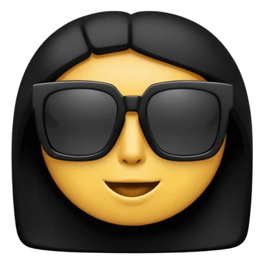 black stylish sunglasses, square-shaped, thick frame, inspired by Saint Laurent, shown directly from the front, simplified and cartoon-like, emoji style, clean lines, bold and clear, high resolution, plain background, PNG style, with a bit of reflection on the lenses sticker