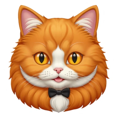 create an emoji that reflects an orange persian cat, with tuxedo pattern, her eyes are large and shes smiling, she has yellow eye sticker