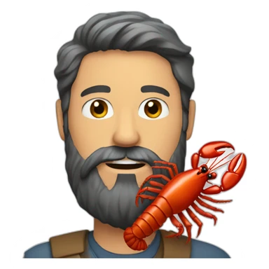beard man with lobster hand sticker