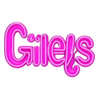 Pink neon sign with the word Giles sticker