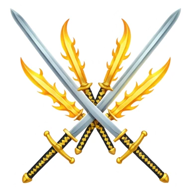 Fully yellow two swords crossed fiery sticker