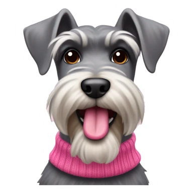 Schnauzer wearing a pink sweater with tongue sticking out sticker