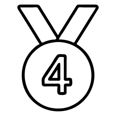 circular medal for 4th place with number 4 in the center, outlined sticker