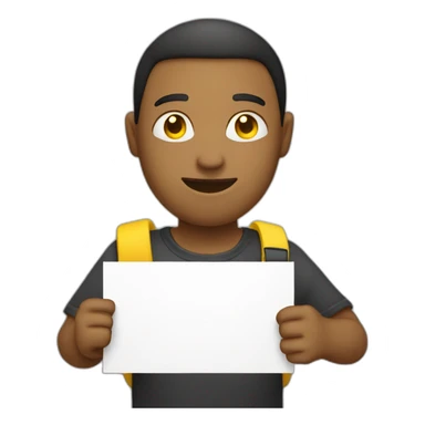 guy holding sign that have “p.” and the dot is in yellow sticker