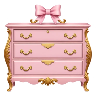 Pastel pink dresser with gold bow handles  sticker