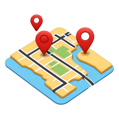 Create a realistic emoji of a map with a red route  sticker