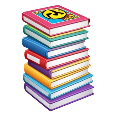 a vertical stack of comic books sticker