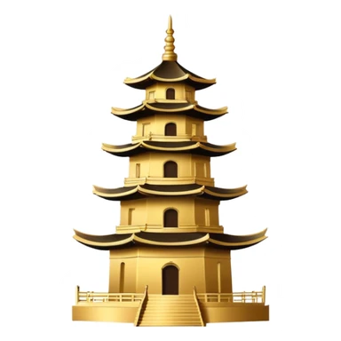 Simple iconic Chinese pagoda silhouette, minimal details, representative symbol sticker