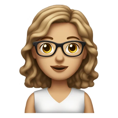 wavy brown-hair white girl with macbook wearing glasses sticker