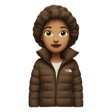 Brunette with a puffy brown north face winter coat  sticker