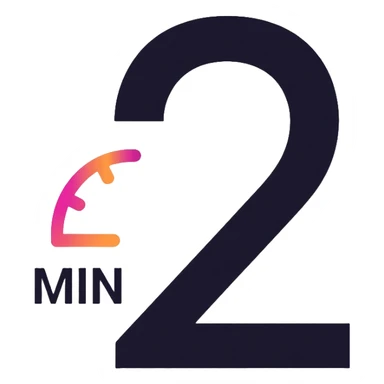The number 2 with "min" indicator, like on a digital timer display sticker