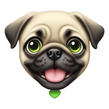 Cute Baby pug with big green eyes happy  sticker