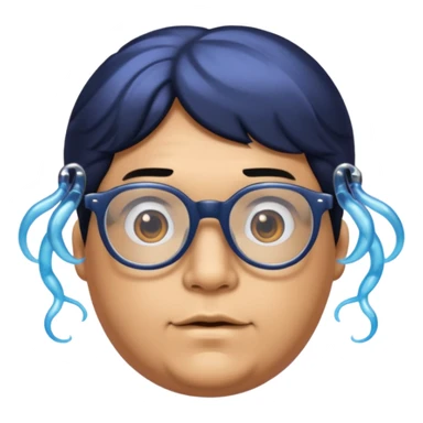 make a guy from portugal that has glasses and has a good jawline and a little cheeky cheeks and black hair that spreads like sauce and make him glossy and shiny sticker