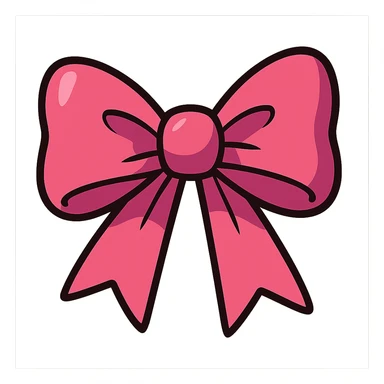 a pink bow ribbon, cartoon style with soft shadows sticker